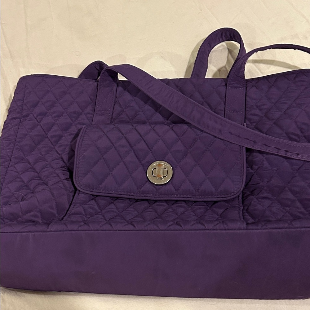 Vera Bradley Quilted Deep Purple Tote with Front Flap